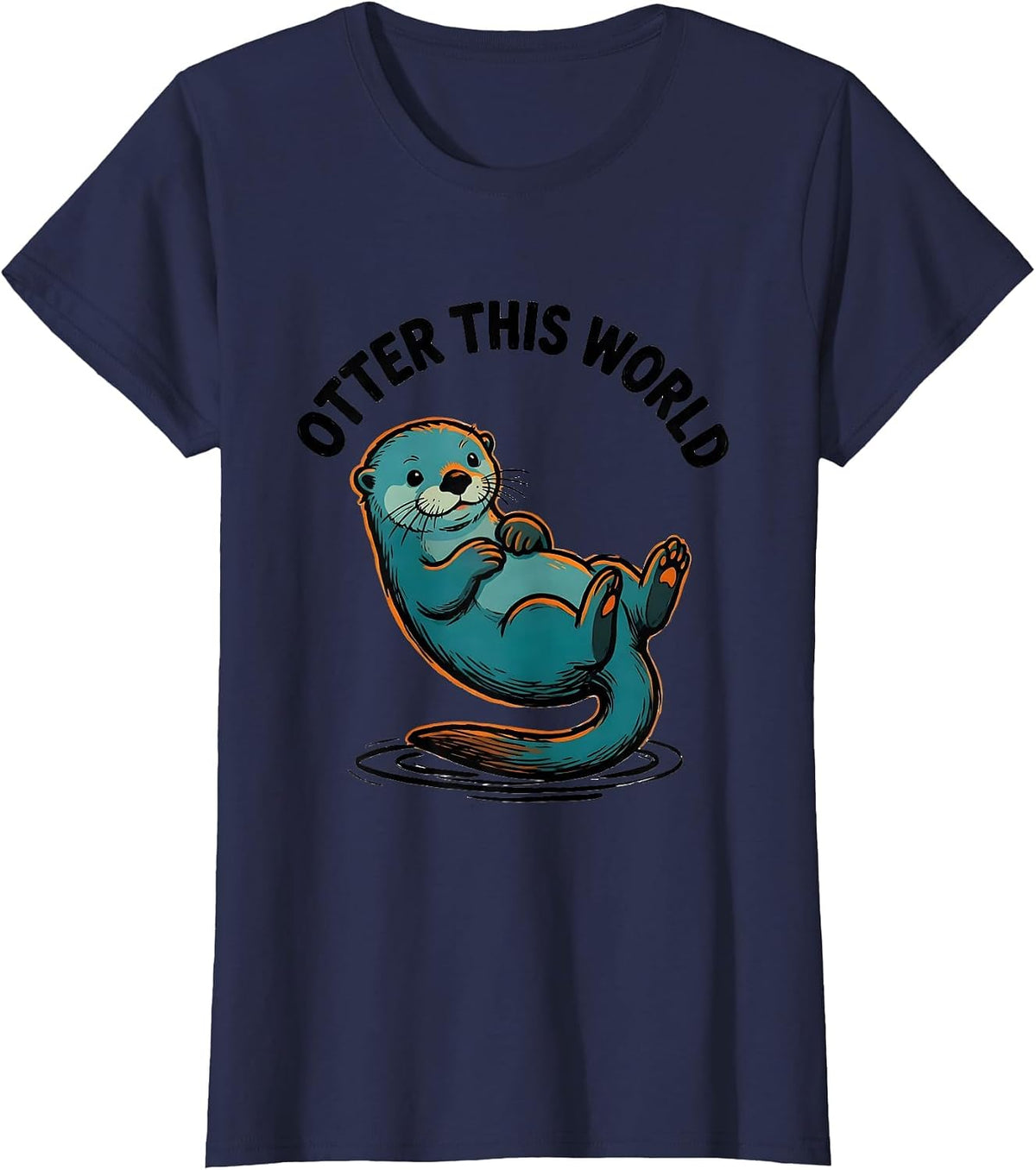 Women's Otter This World Funny Otter Lover Nature Humor T-Shirt - Navy Blue