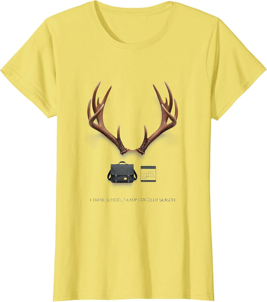 I Trade School Pickup For Deer Season Funny Hunter Dad Gift T-Shirt - Lemon Yellow