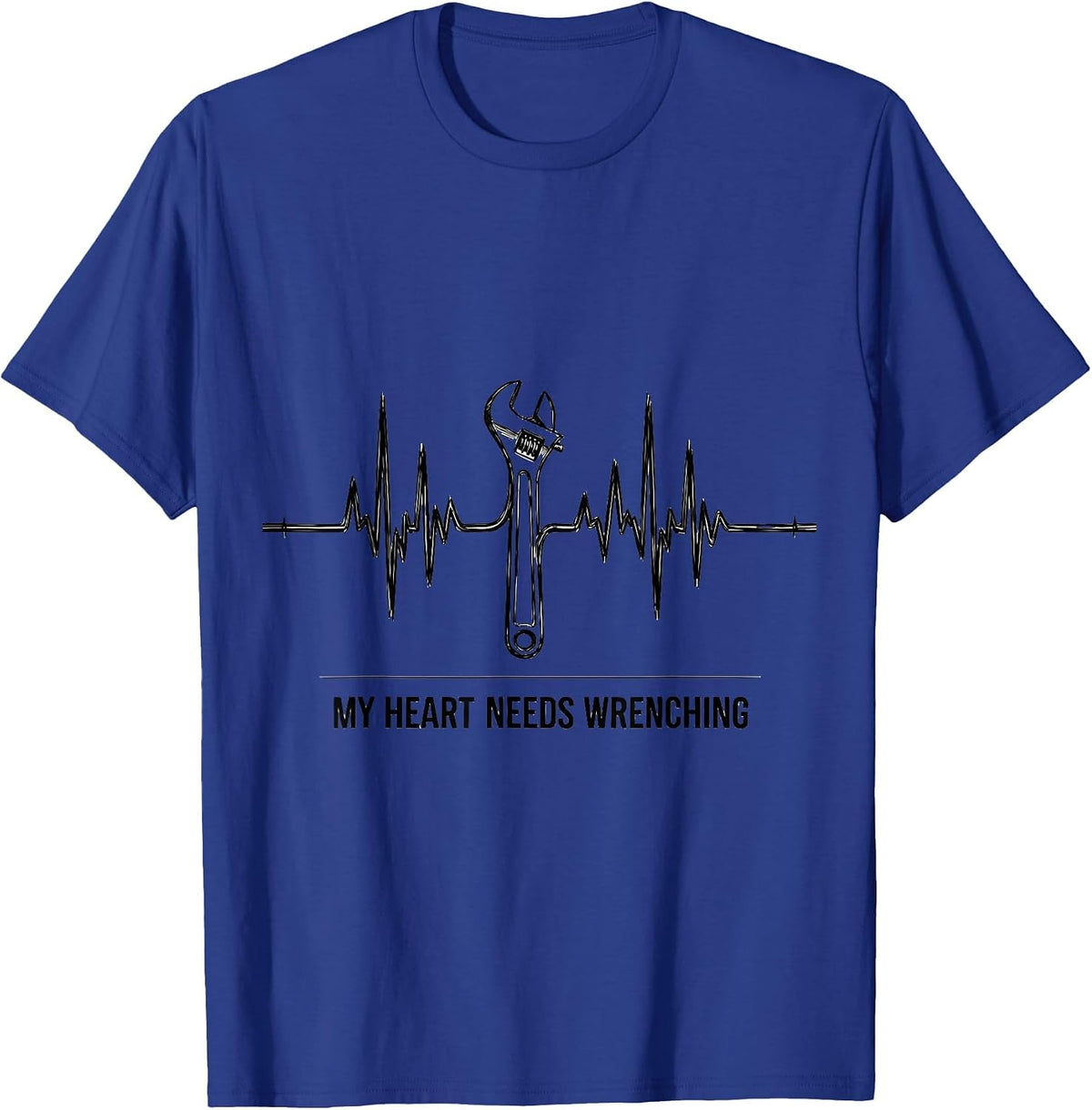 Men's My Heart Needs Wrenching Funny Car Guy Auto Mechanic T-Shirt - Royal Blue