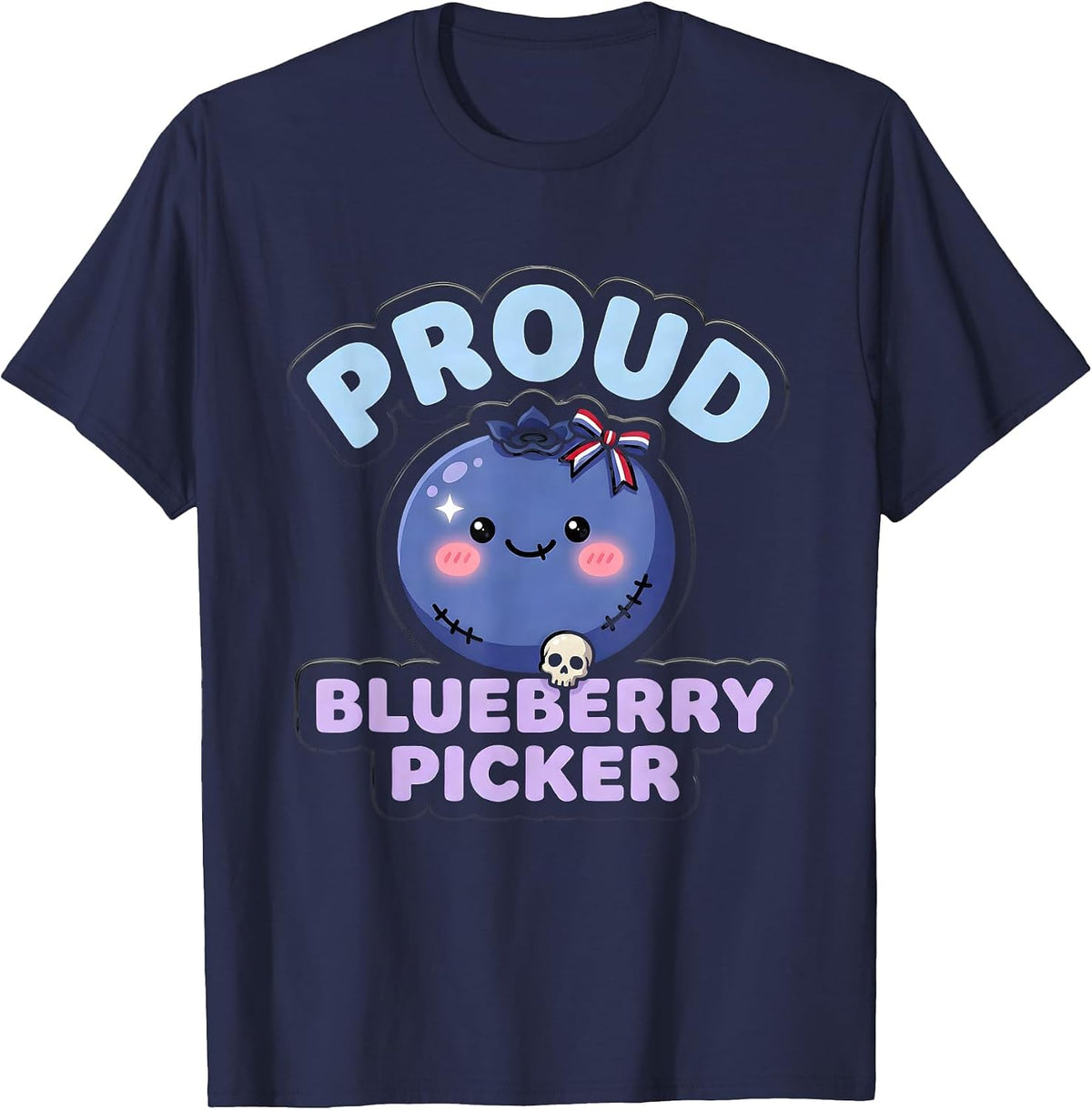 Men's Proud Blueberry Picker Red White and Blueberries T-Shirt - Navy Blue
