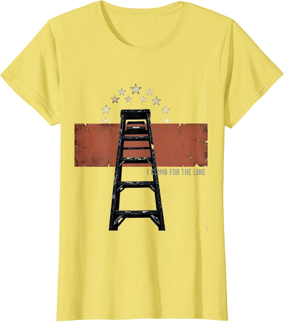 I Climb For The Line Distressed Firefighter Pride Humor Thin T-Shirt - Lemon Yellow