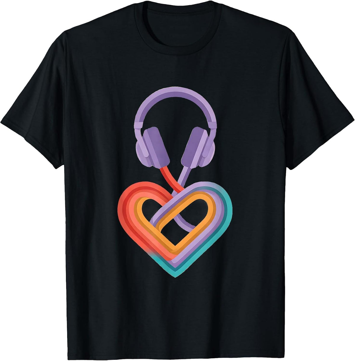 Men's Autism Awareness Headphone Heart Graphic T-Shirt - Black