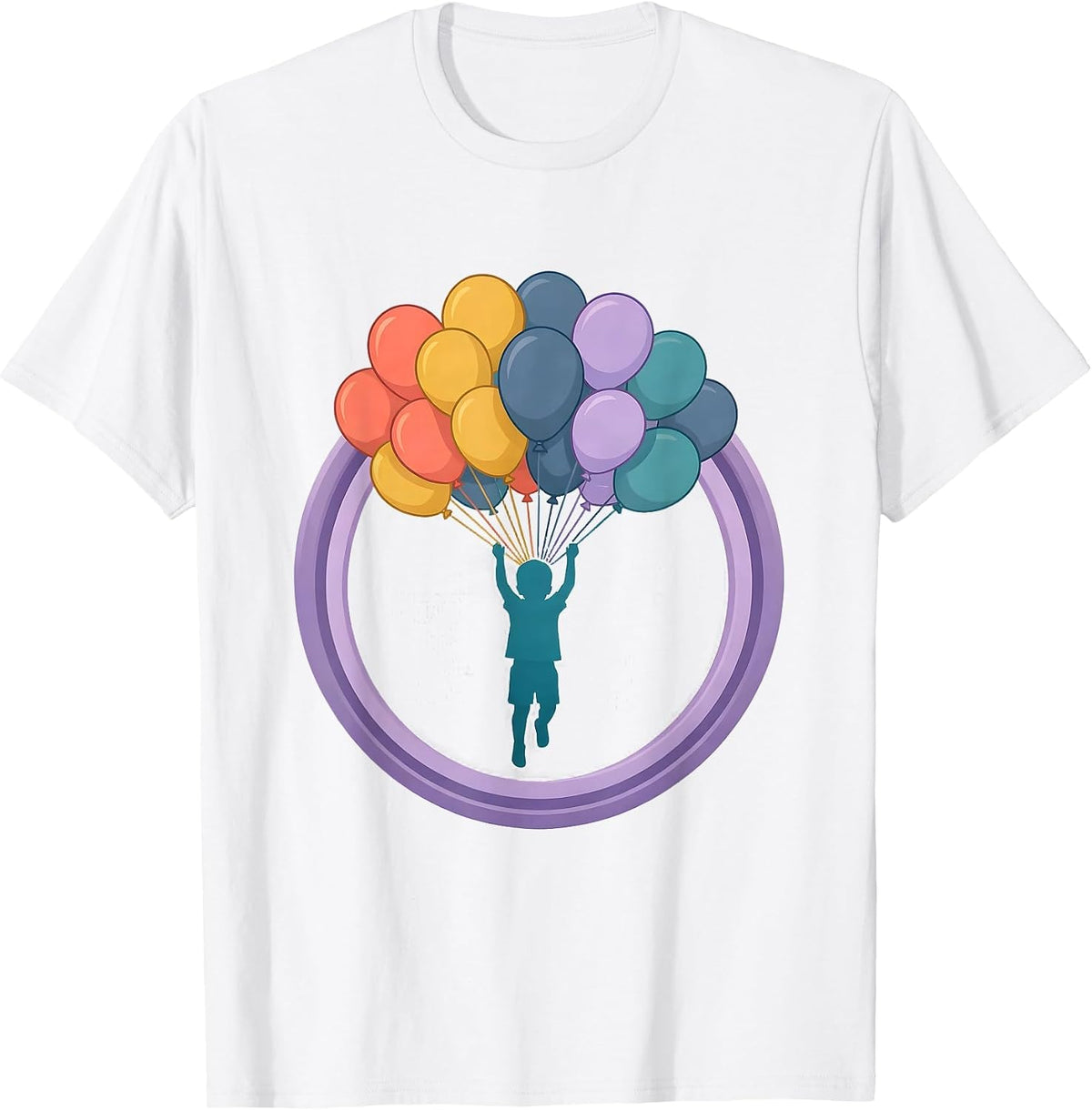 Men's Autism Awareness Child Balloon Float Illustration T-Shirt - White