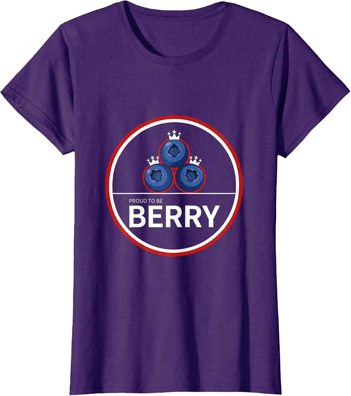 Women's Proud to Be Berry Red White and Blueberries Design T-Shirt - Purple
