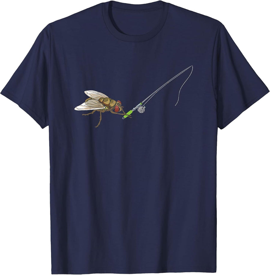 Fly Fishing Sportfishing Angling Angler Funny Joke Pun T-Shirt - Navy Blue