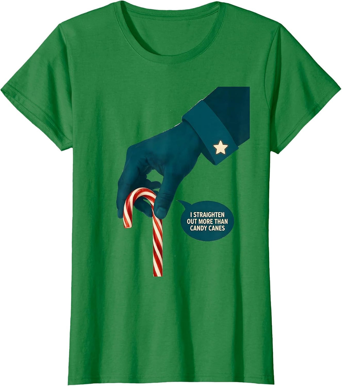 Women's I Straighten Out More Than Candy Canes Funny Chiropractor T-Shirt - Kelly Green