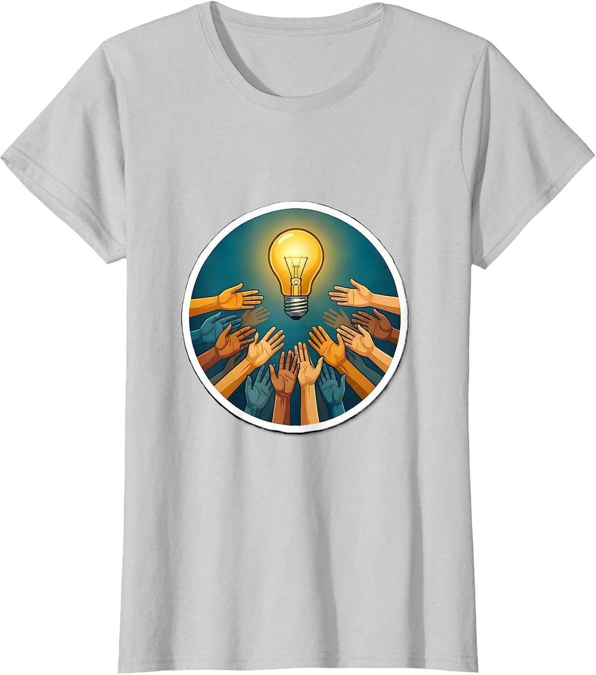 Women's Celebrate Minds of All Kinds Diversity Lightbulb T-Shirt - Silver Grey