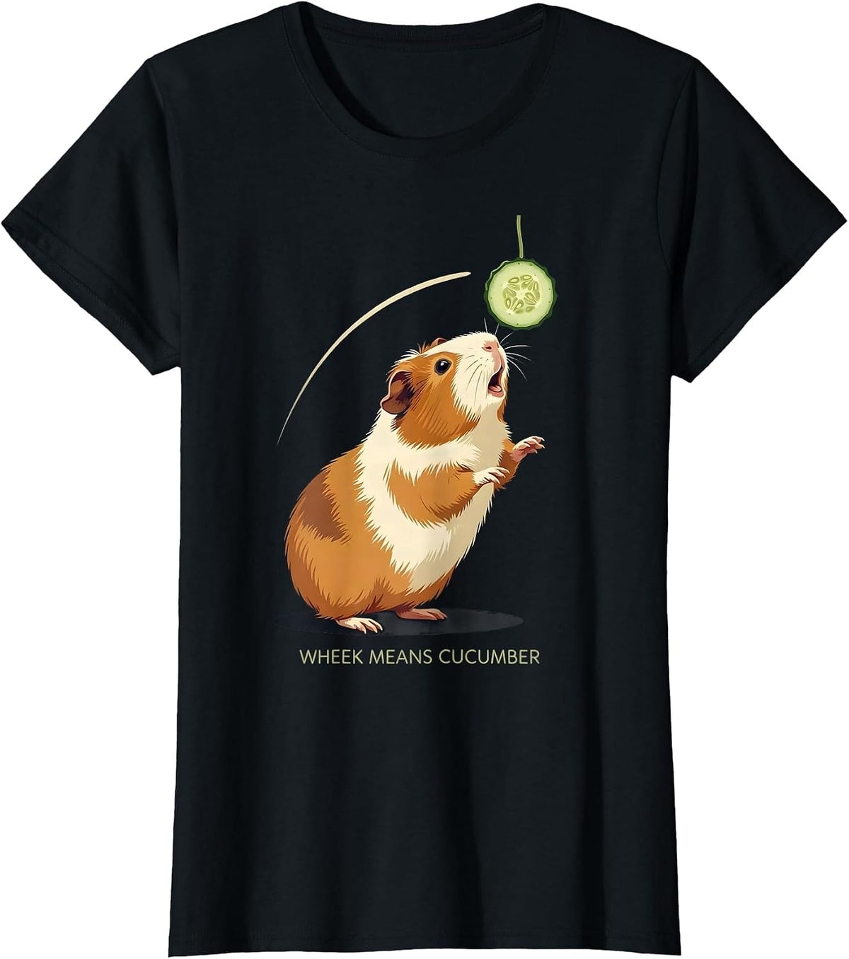 Wheek Means Cucumber Funny Guinea Pig Cavy Lover Pet Humor T-Shirt - Black