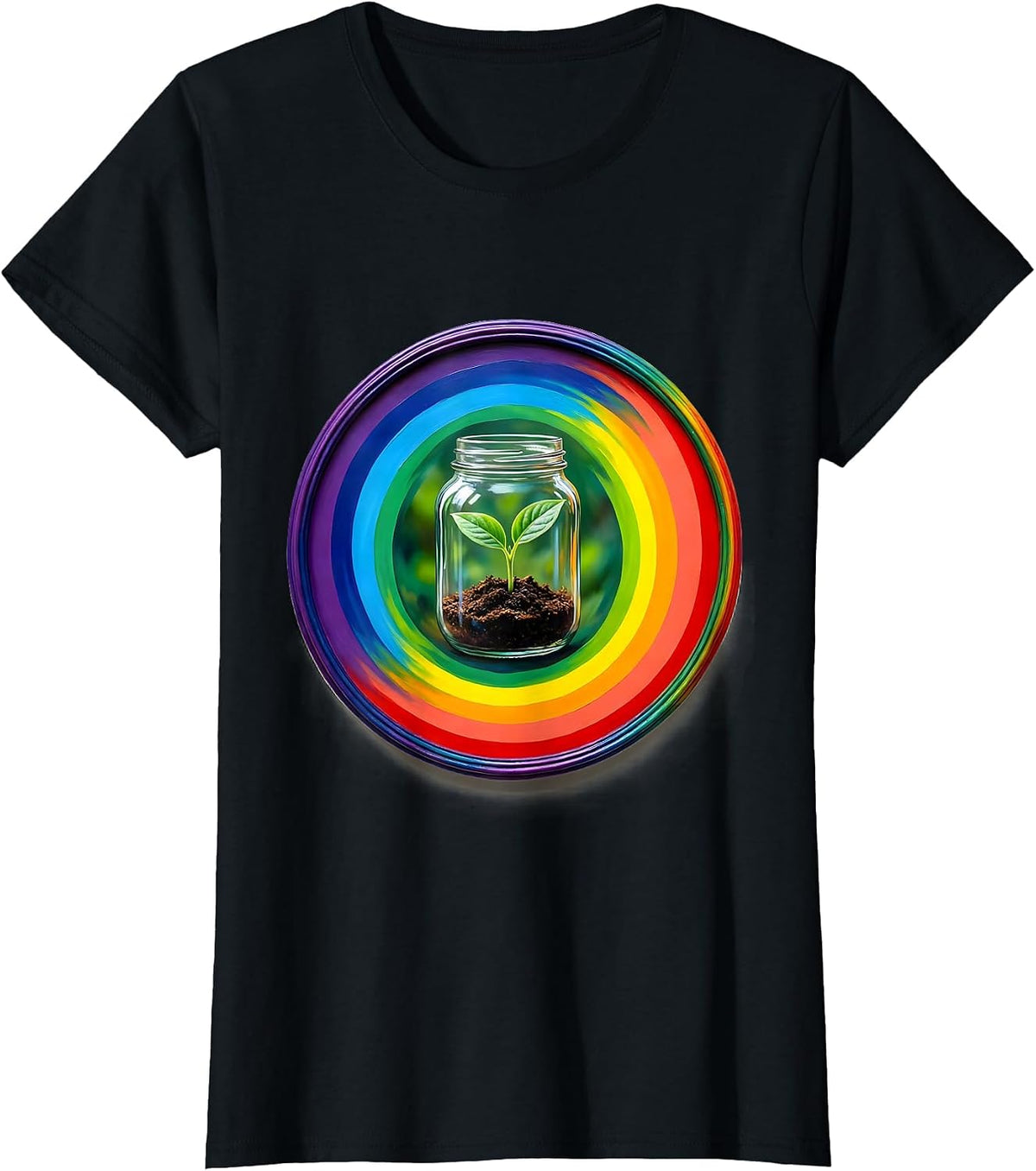 Autism Awareness Seedling in Glowing Jar Design T-Shirt - Black