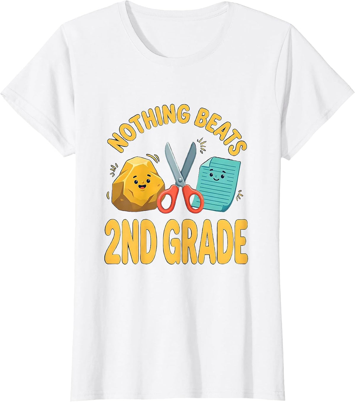 Nothing Beats 2nd Grade Back to School Rock Paper Scissors T-Shirt - White