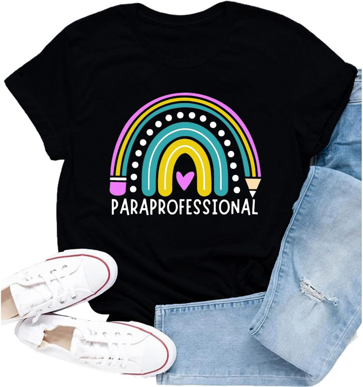 Womens Paraprofessional Shirts para Teacher SPED Paraeducator Tee - Black