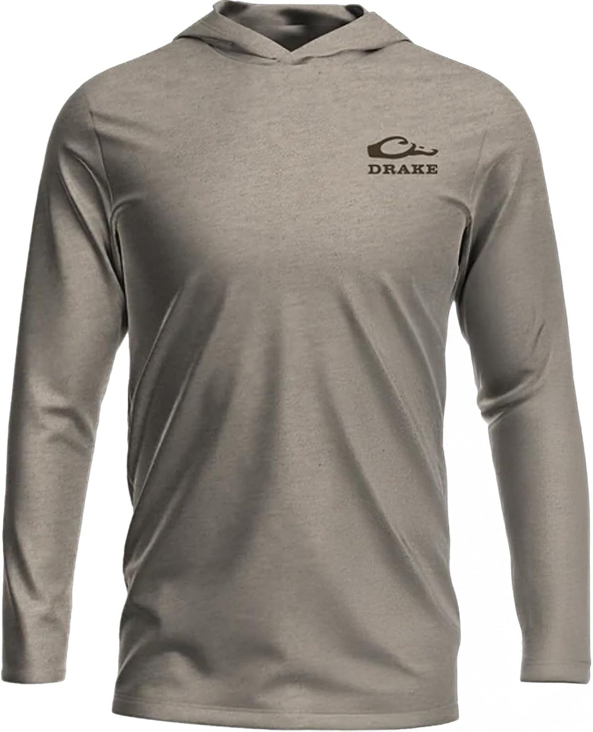 Drake Waterfowl Men's Long Sleeve Graphic Hoodie T-Shirt - What the Duck - Island Fossil Light Heather