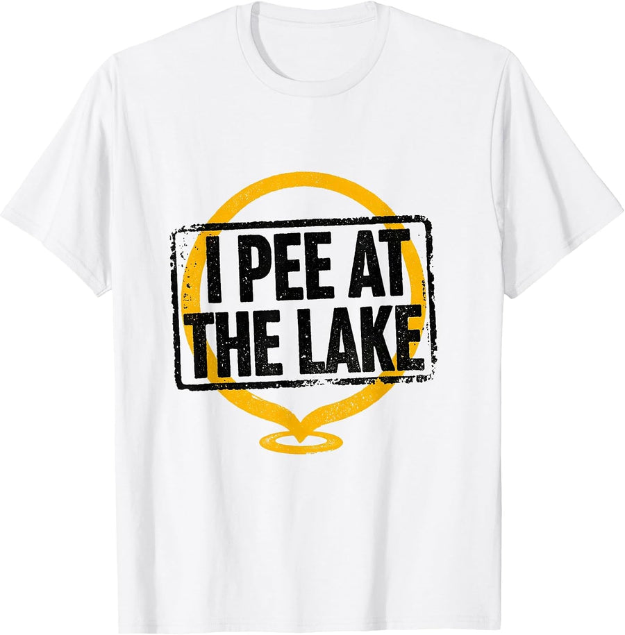 Men's I Pee At The Lake Funny Outdoor Camping Lake Humor T-Shirt - White