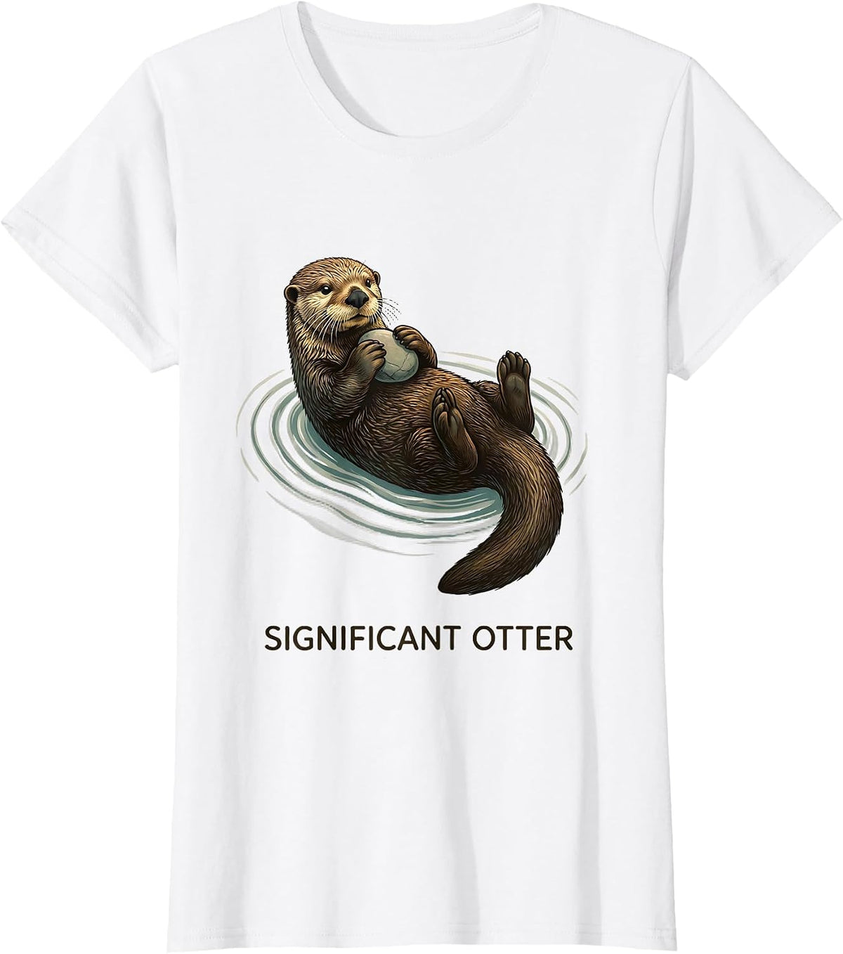 Women's Sea Otter Floating Calm Nature Art T-Shirt - White