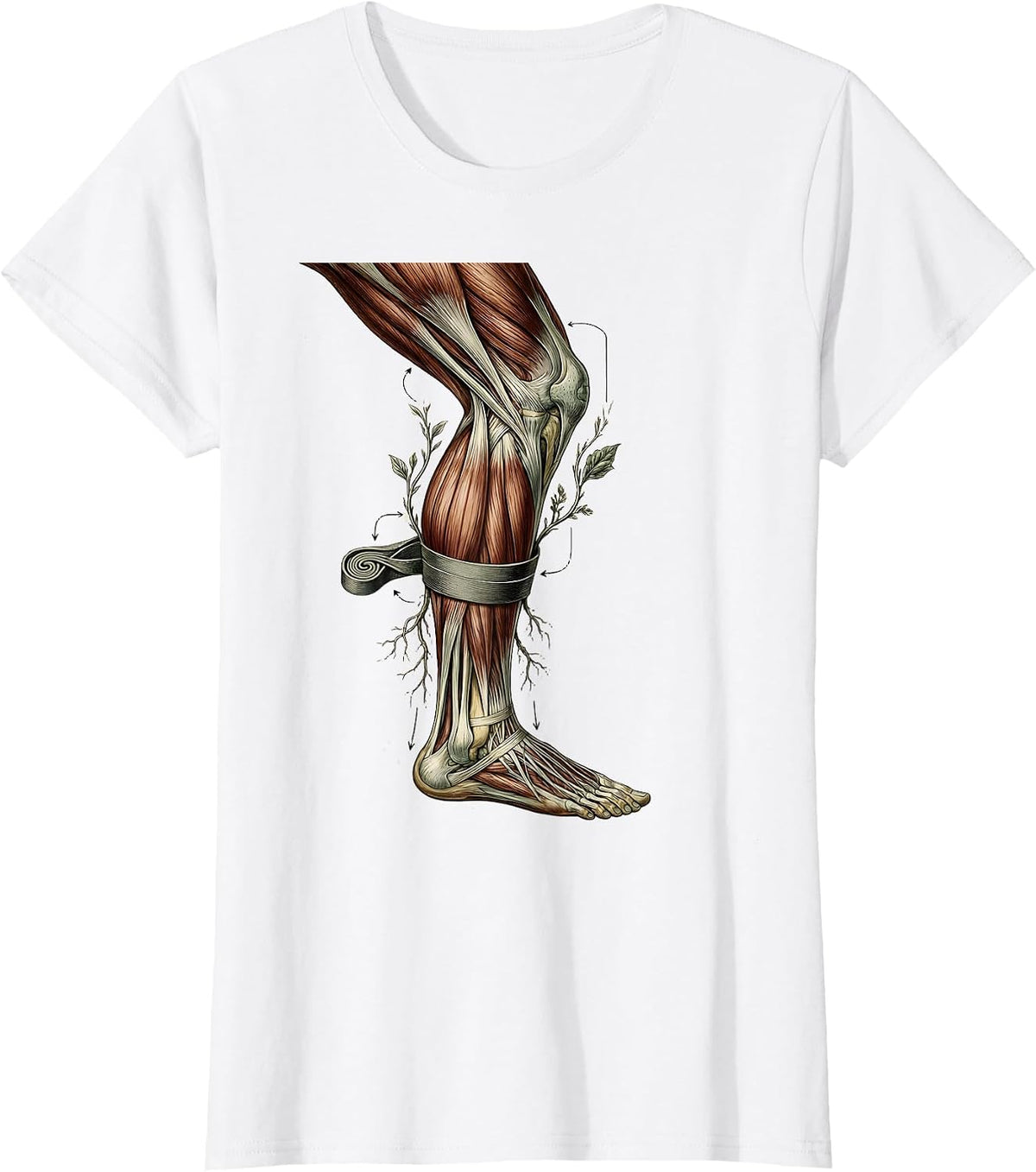 Women's Physical Therapy Resistance Band Leg Exercise Graphic T-Shirt - White