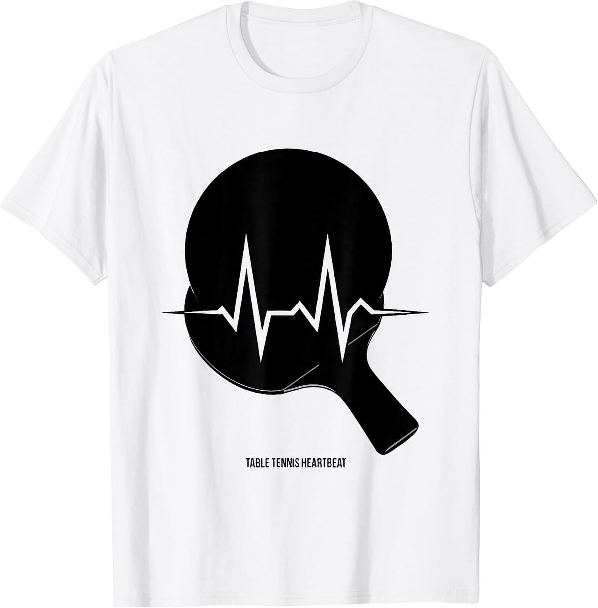 Men's Table Tennis Heartbeat Ping Pong Paddle EKG Pulse Sports T-Shirt - White