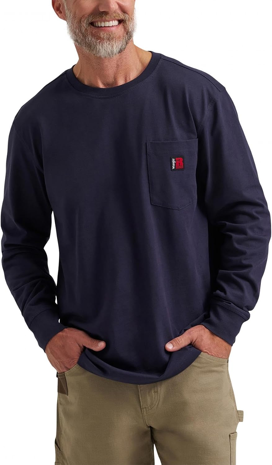 Wrangler Men's Long Sleeve Crew Tee - Navy