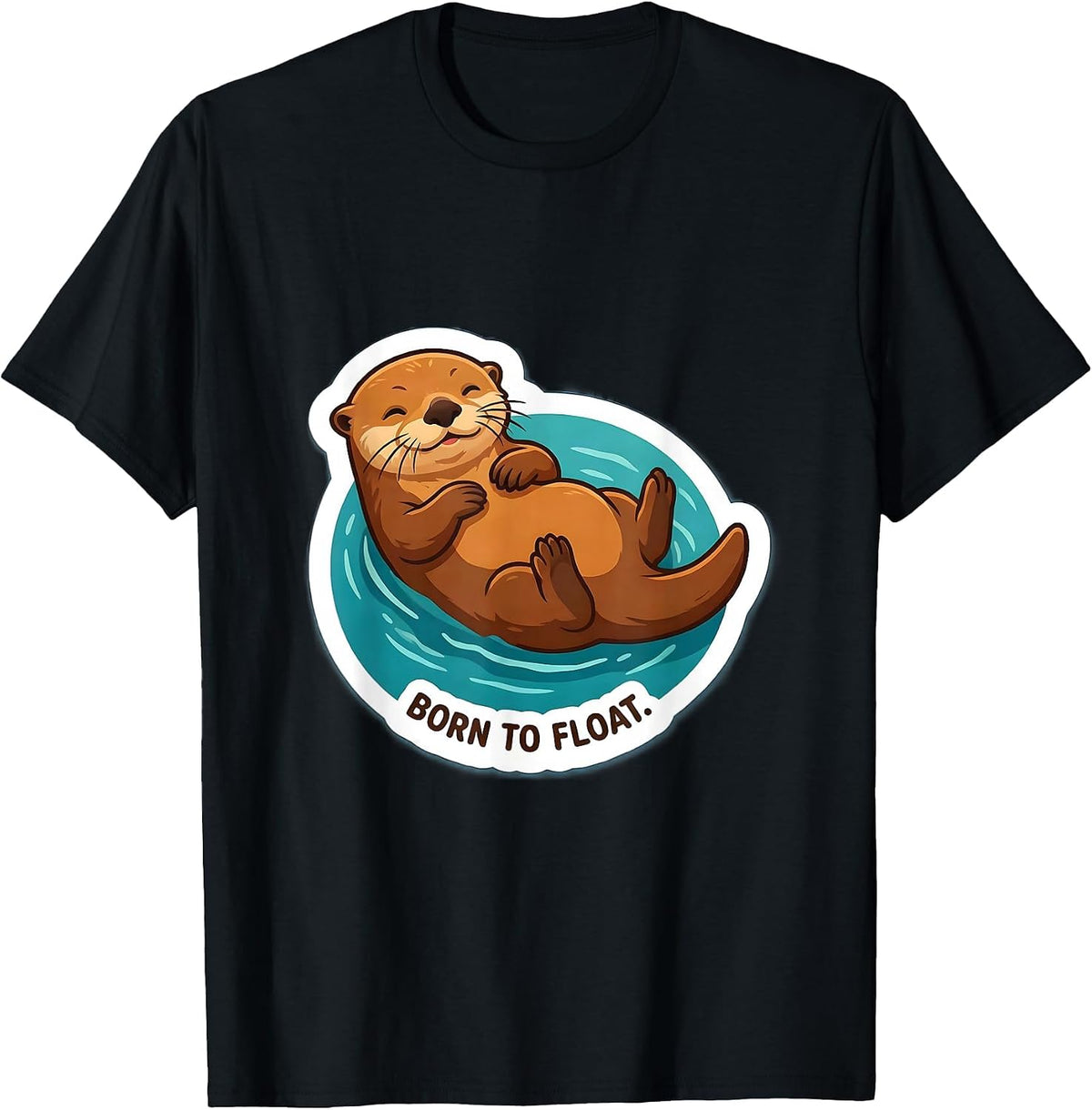 Men's Born to Float Sea Otter Nature Design T-Shirt - Black