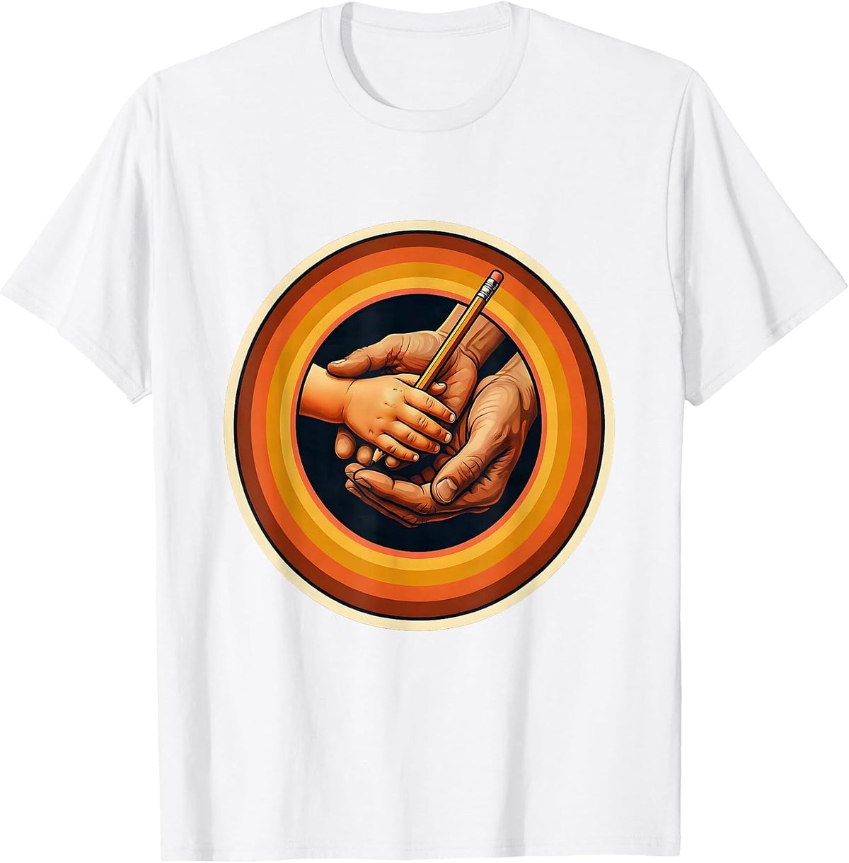 Men's Sped Teacher Guiding Hands Learning Illustration T-Shirt - White