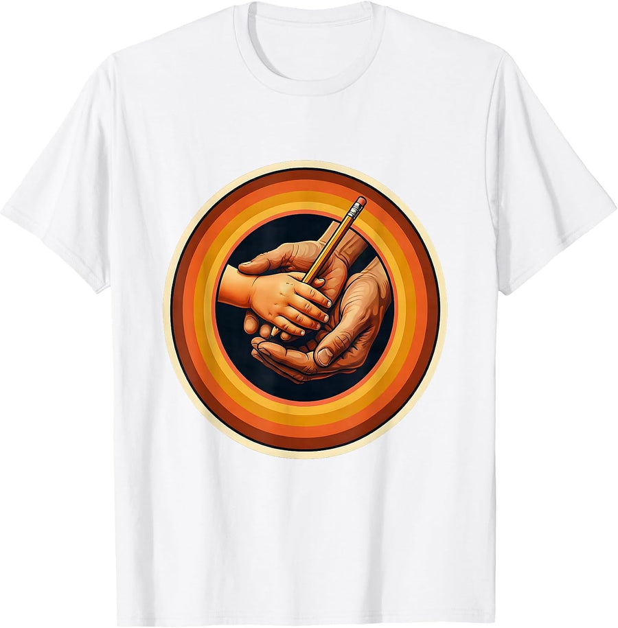 Men's Sped Teacher Guiding Hands Learning Illustration T-Shirt - White