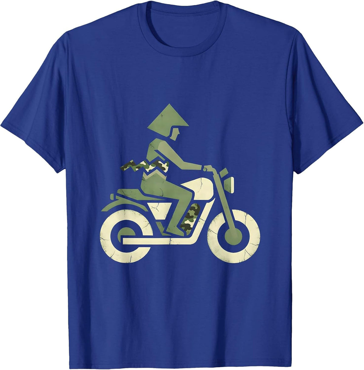 Camo Jacket Motorcycle Rider Graphic Tee T-Shirt - Royal Blue