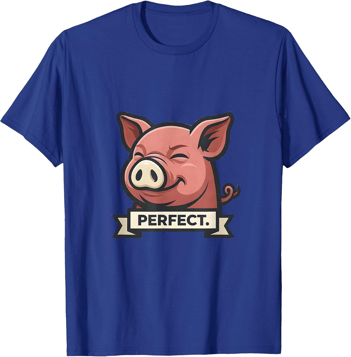 Perfect Funny Pig Farm Animal Lover Mascot Logo T-Shirt - Royal Blue