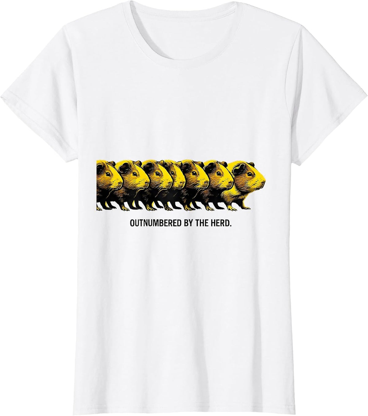 Women's Outnumbered By The Herd Funny Guinea Pig Owner Pet Lover T-Shirt - White