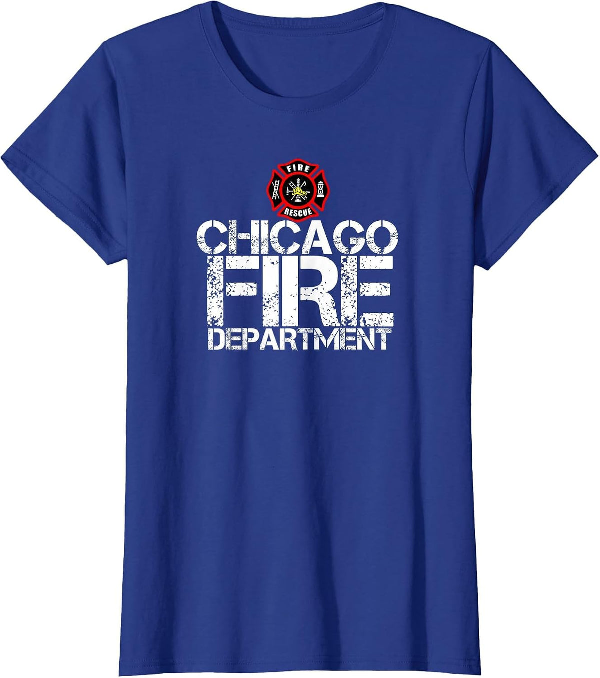 Chicago Fire Department Tshirt Firehouse Tee Shirt T-Shirt - Royal Blue