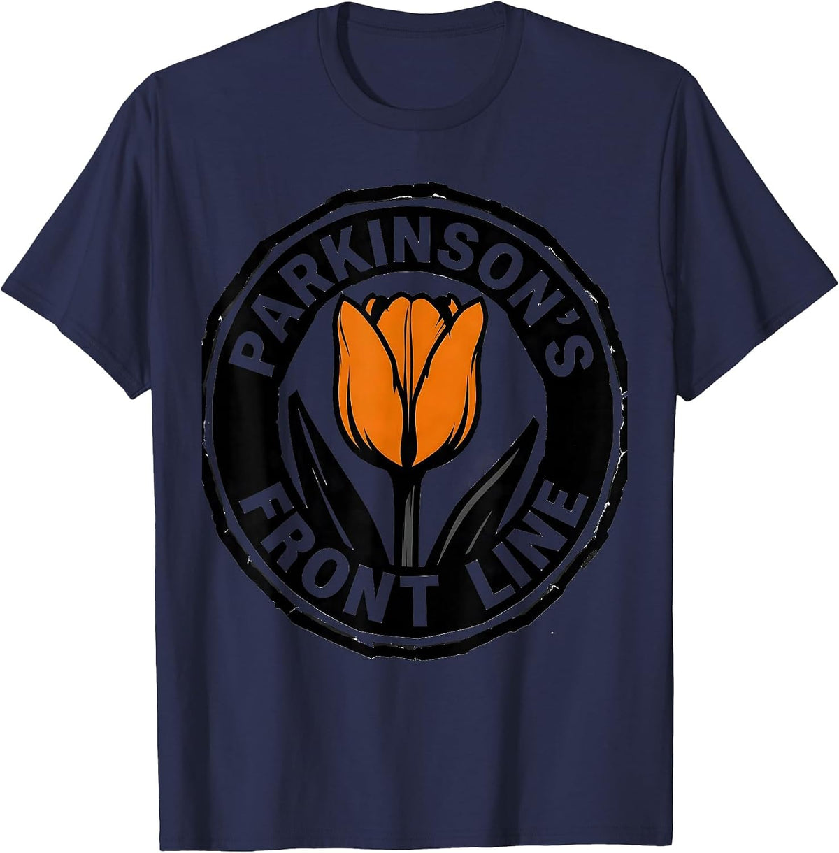 Parkinson's Front Line Defiant Humor Cause Awareness Gift T-Shirt - Navy Blue