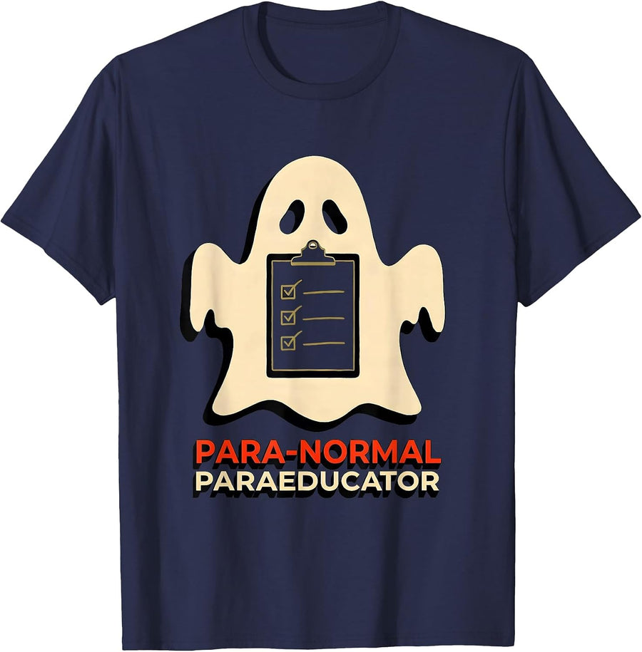 Para-Normal Paraeducator Sign Painter Sped Teacher Halloween T-Shirt - Navy Blue