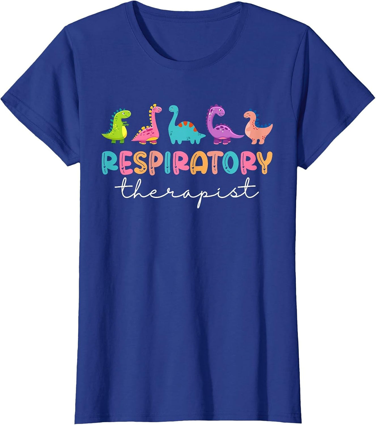Pediatric Respiratory Therapy RT Therapist RT Dinosaurs T-Shirt - Royal Blue