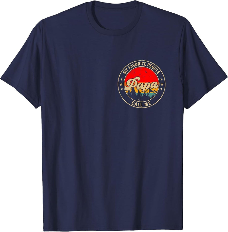 My Favorite People Call Me Papa Retro for Papa Grandpa T-Shirt - Navy Blue