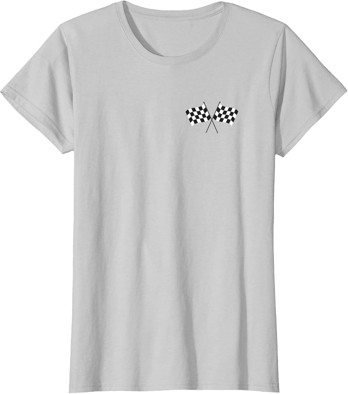 Car Racing Checkered Flag Race Flag Black and White Checker T-Shirt - Silver Grey