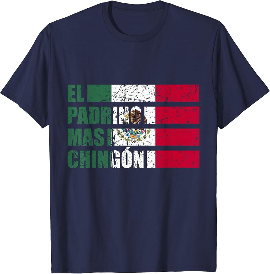 El Padrino mas chingon Vintage Godfather Mexican Padrino T-Shirt - Navy Blue