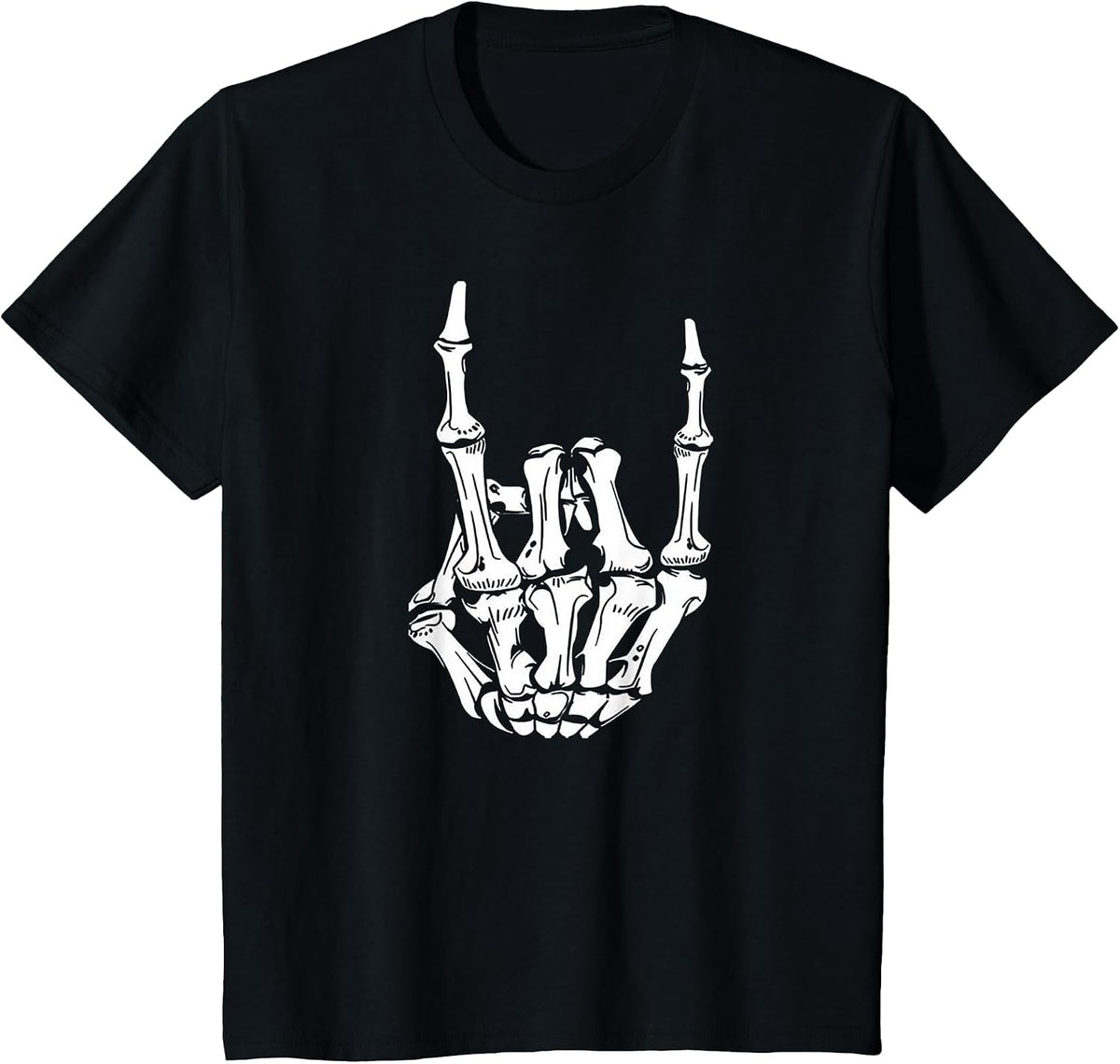 Trendy Rocker Skeleton Hand Rock On Funny Halloween Costume T-Shirt - Black