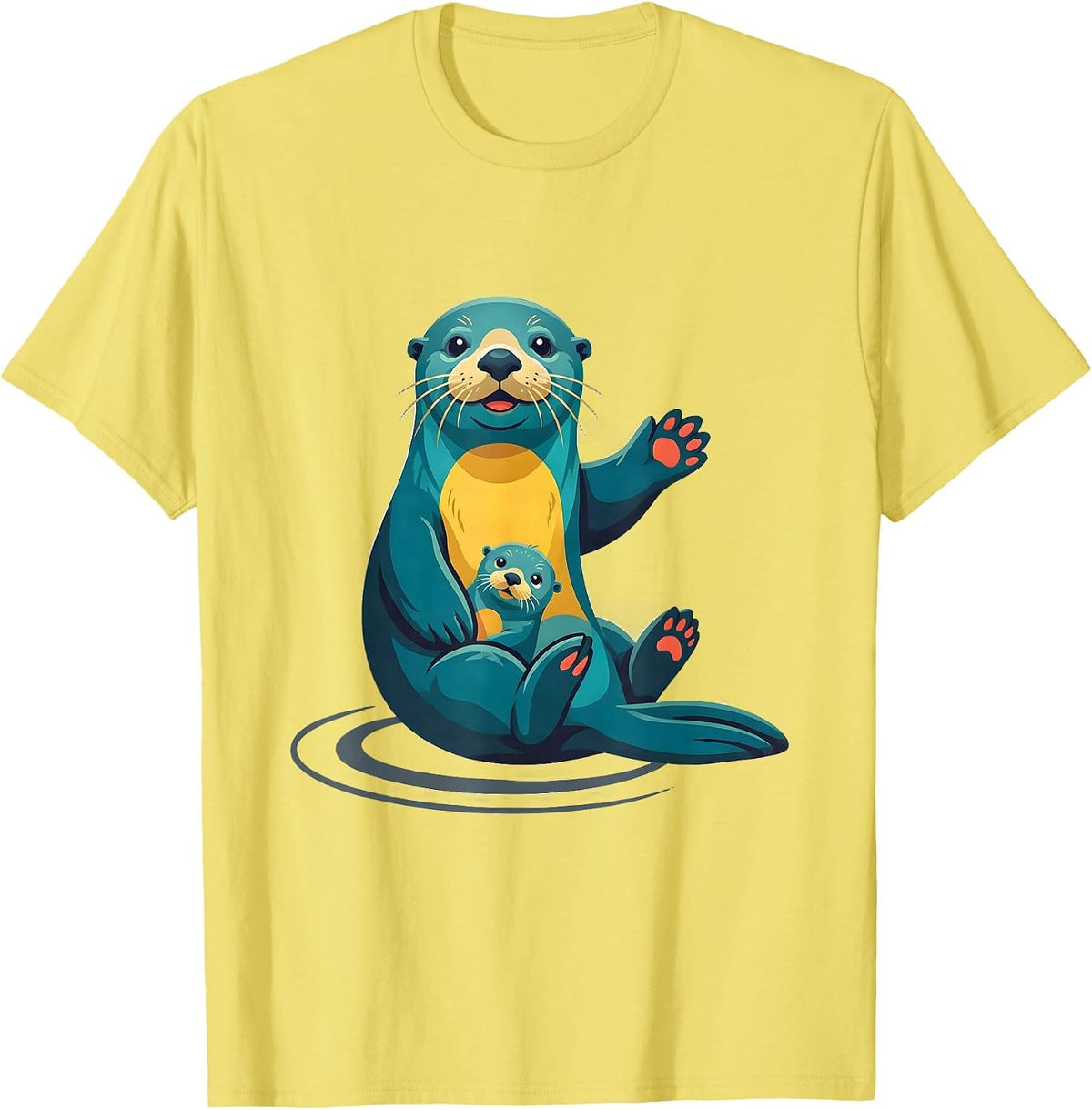 Men's Sea Otter Pair Cute Otter Lover Humor Gift T-Shirt - Lemon Yellow