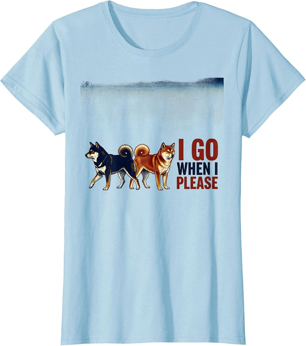 I Go When I Please Ukiyo-e Shiba Inu Dog Lover Gift T-Shirt - Baby Blue