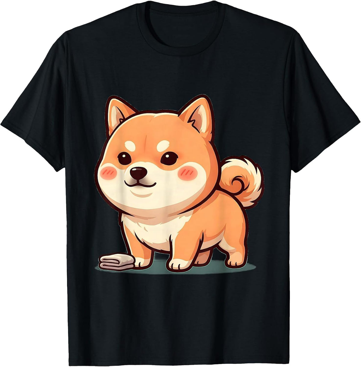 Men's Oversized Kawaii Shiba Inu Dog Lover Cute Humor T-Shirt - Black