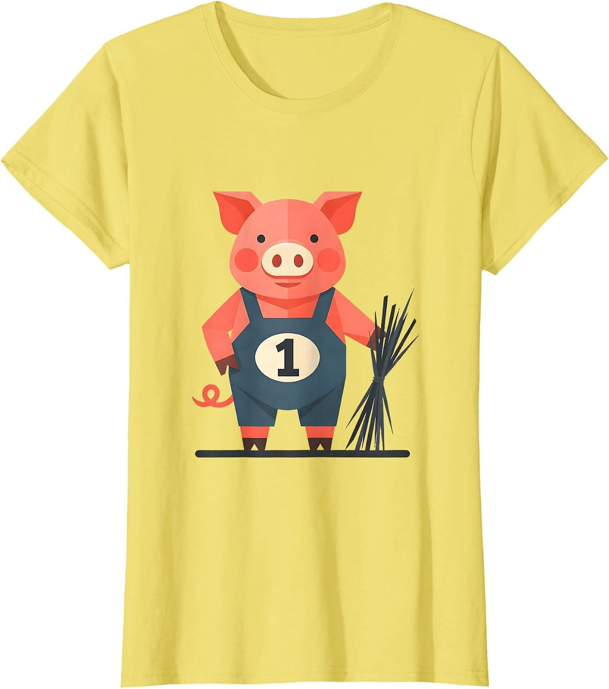 Women's 1 Funny Pig Lover Halloween Costume Humor T-Shirt - Lemon Yellow