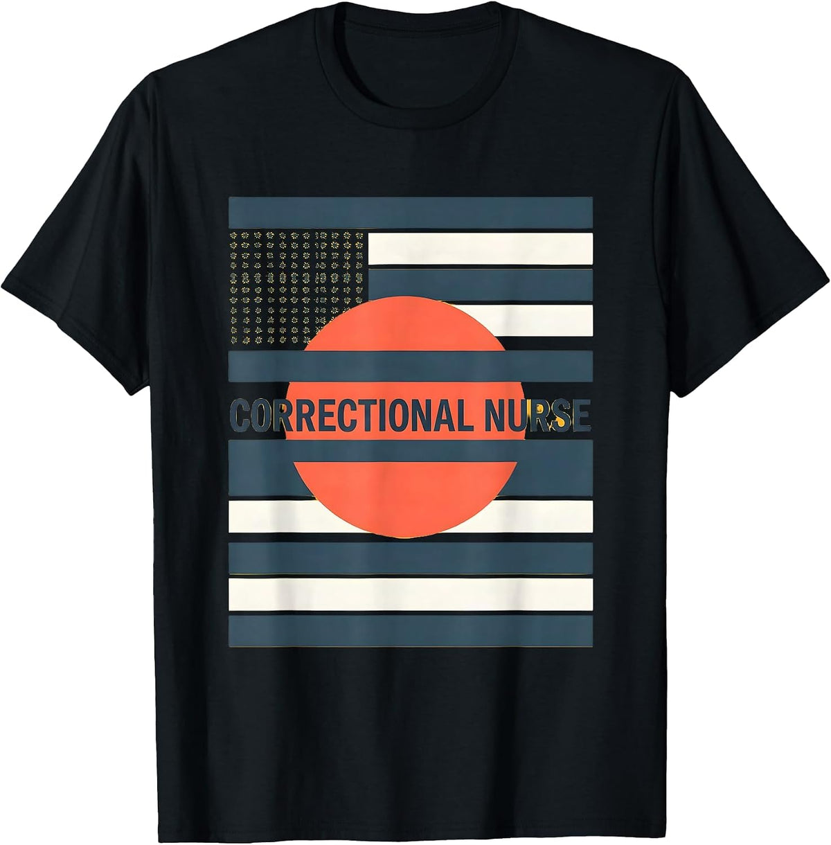 Men's Correctional Nurse Thin Silver Line Flag Occupational Pride T-Shirt - Black