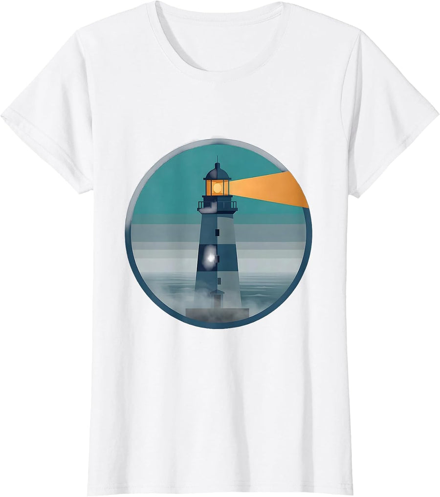 Women's Autism Awareness Lighthouse Beam Through Fog T-Shirt - White