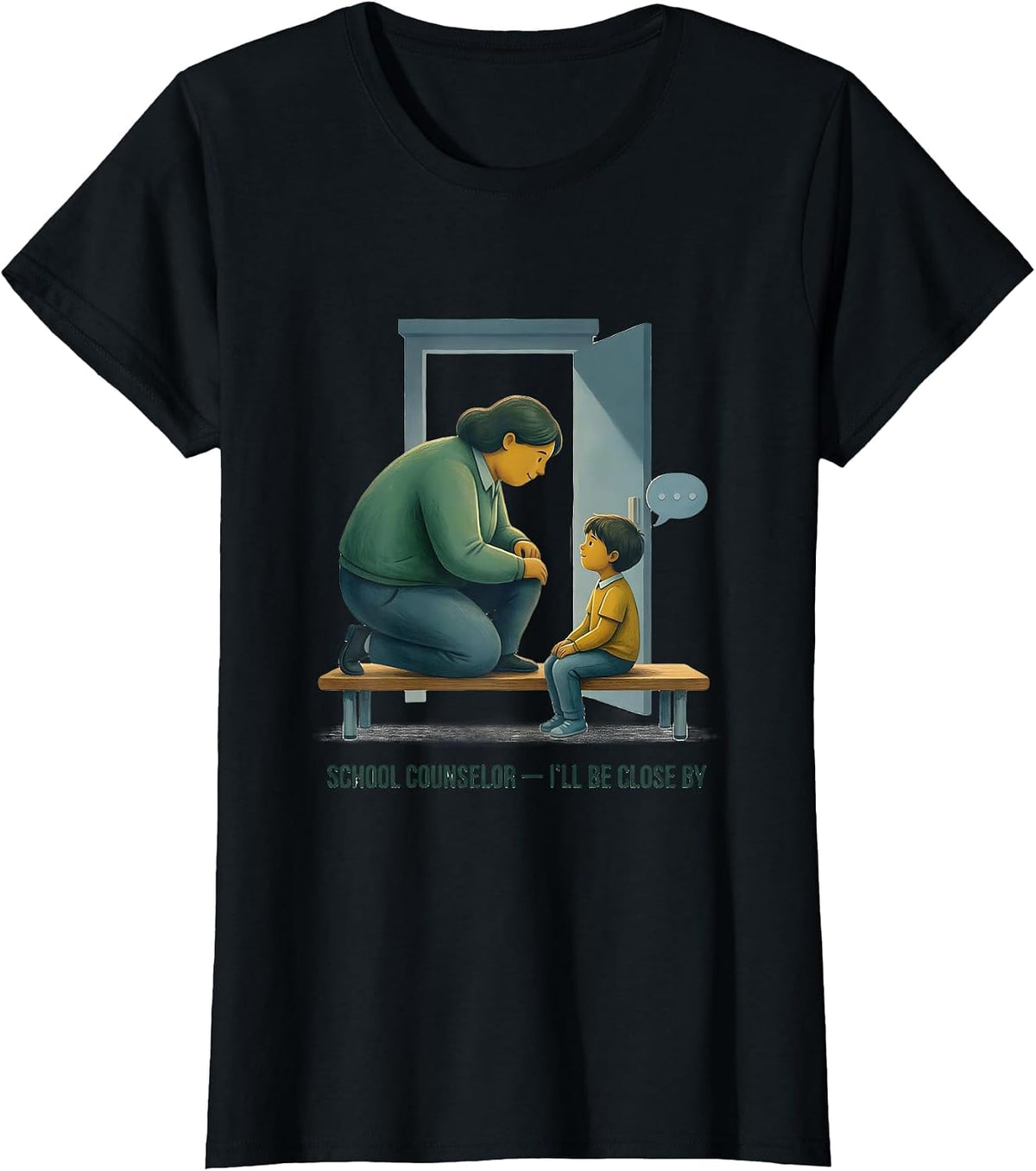 School Counselor I’ll Be Close By Storybook Counselor T-Shirt - Black