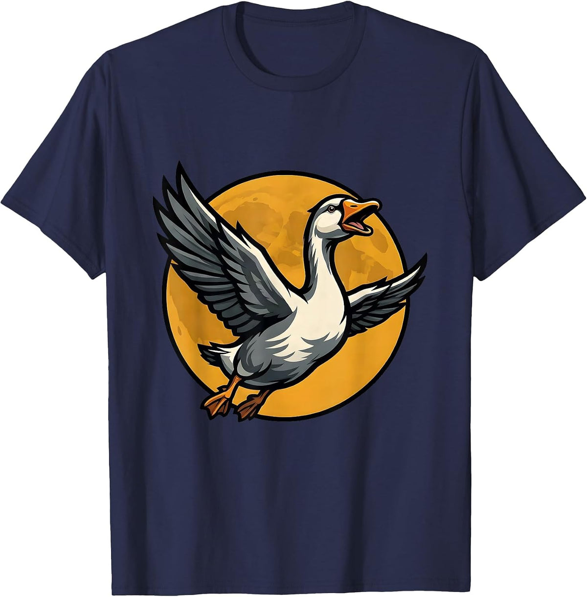 Men's Goose in Flight Full Moon Graphic Tee T-Shirt - Navy Blue
