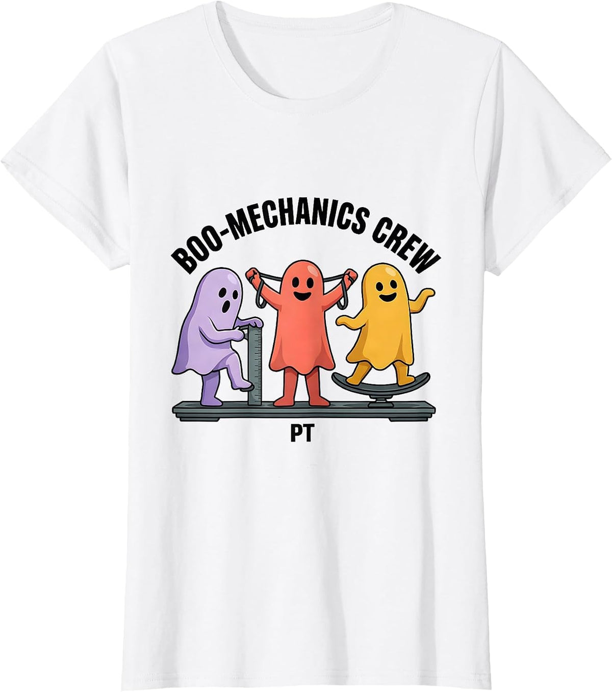 Boo-mechanics Crew PT Funny Physical Therapy Halloween T-Shirt - White