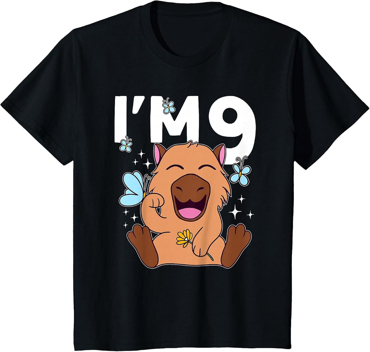 I'm 9 Bday Capybara 9th Birthday Capybara T-Shirt - Black