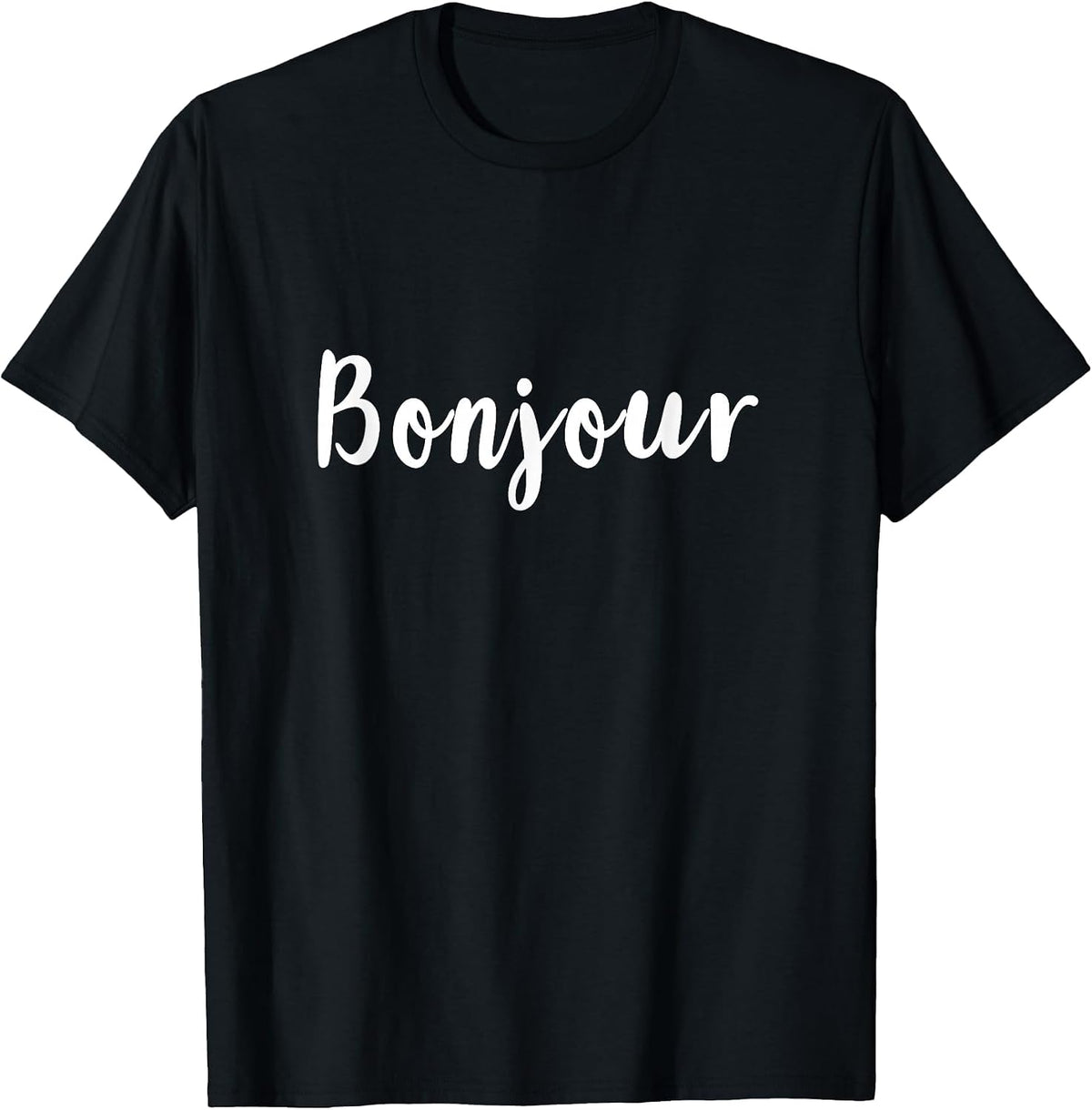 Bonjour Hello French Proverb Graphic Design T-Shirt - Black