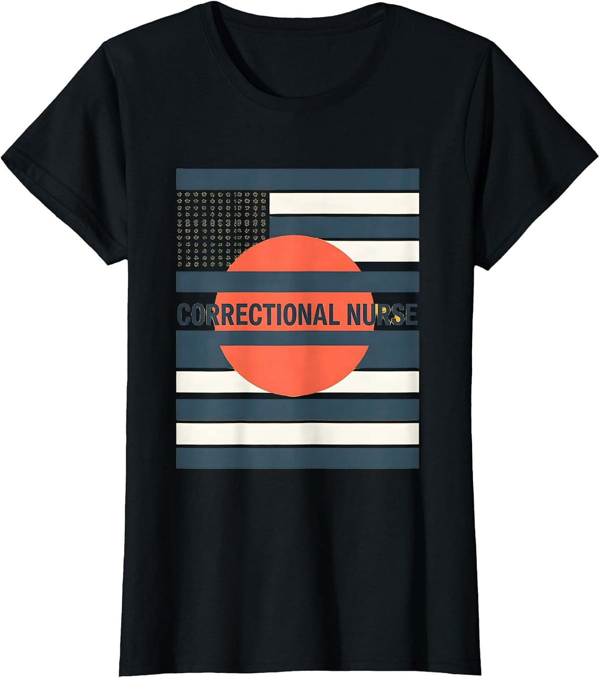 Women's Correctional Nurse Thin Silver Line Flag Occupational Pride T-Shirt - Black