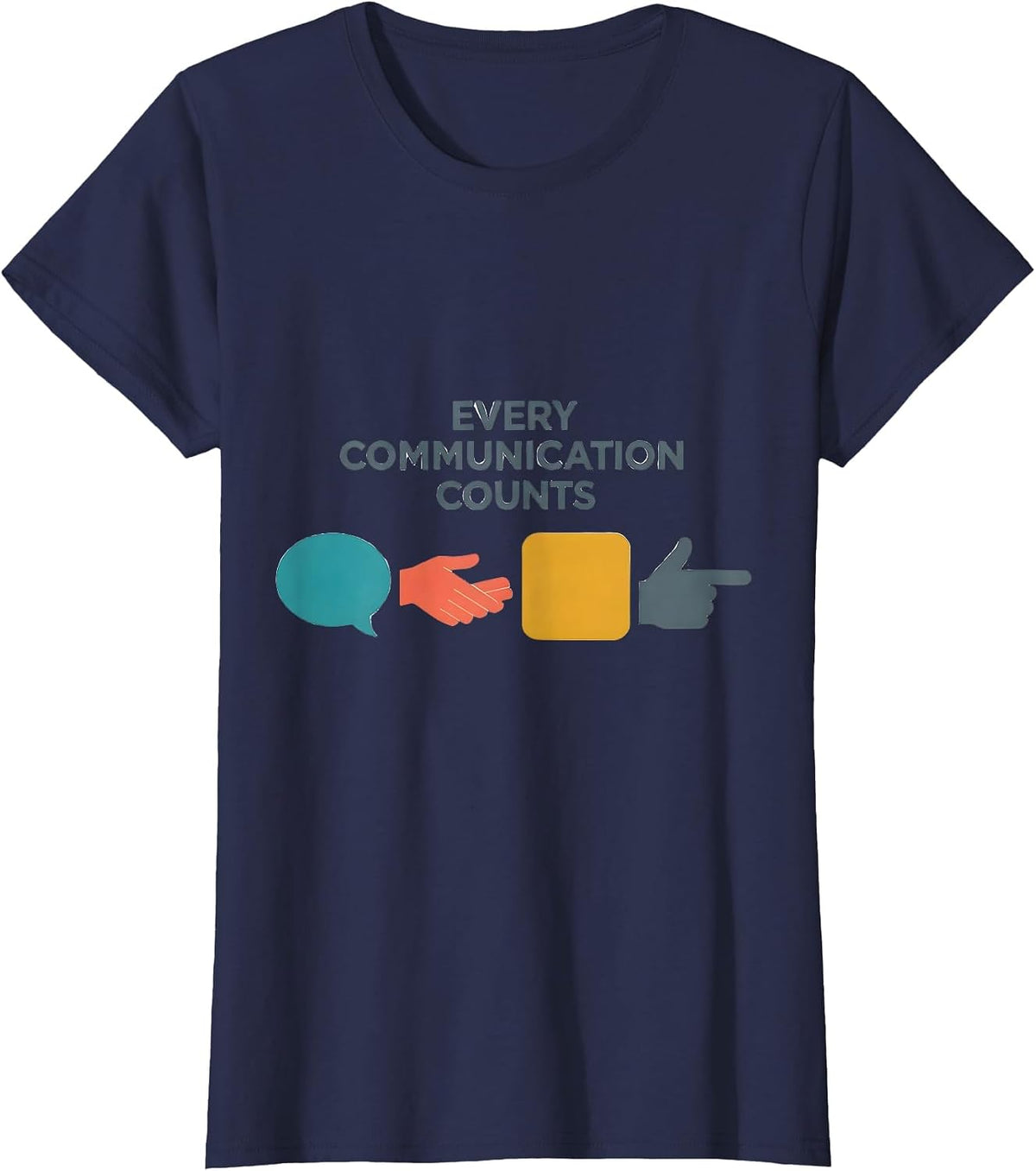 Women's Every Communication Counts Special Education Teacher SPED T-Shirt - Navy Blue