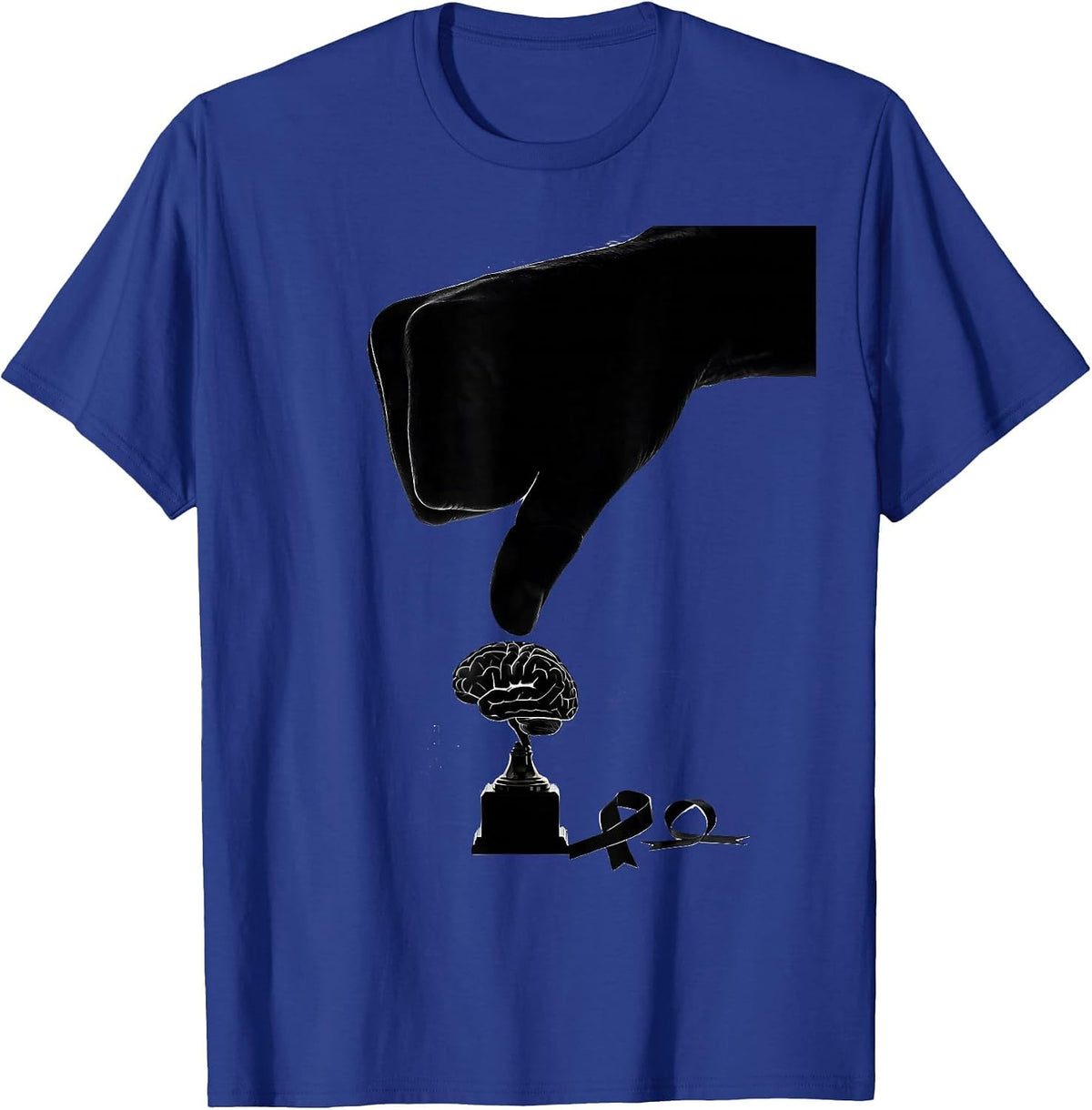 Men's Thumbs Down Brain On Pedestal Parkinson's Defiant Humor T-Shirt - Royal Blue