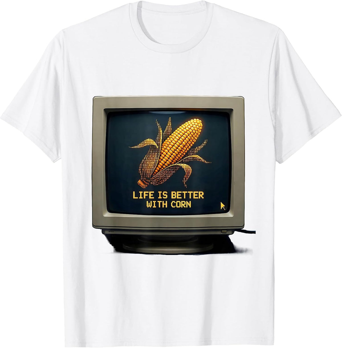 Men's Life Is Better With Corn Funny Veggie Design T-Shirt - White